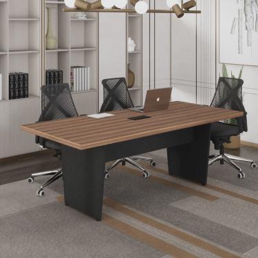 Imagem de Mesa Reunião 6 Lugares Retangular com Pé Angular 1 Caixa de Tomadas