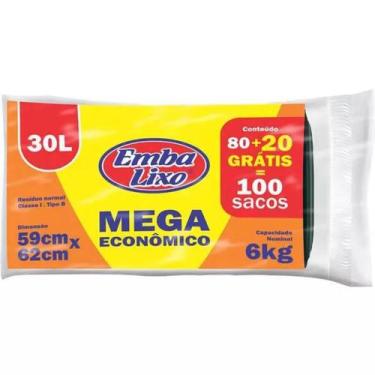 Imagem de Saco Lixo Embalixo Preto 80+20 GTS 30L