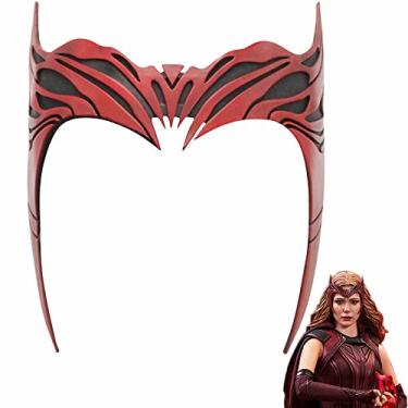 Imagem de Máscara de bruxa escarlate Maximoff capacete Wanda Vision cosplay acessórios para capacete fantasia de Halloween cosplay adereço de baile de máscaras (SCARLET)