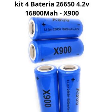Imagem de 4 unidades Bateria X900 Recarregável T9 E P90 26650 16800mah 4.2v - En
