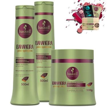 Imagem de Kit Haskell Bananeira Shampoo Condicionador Mascara 500g