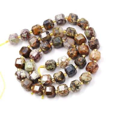 Imagem de Malahill Contas de pedra facetada natural por atacado para fabricação de joias vendidas por saco, 5 fios, cubo interno, jaspe, 8 mm