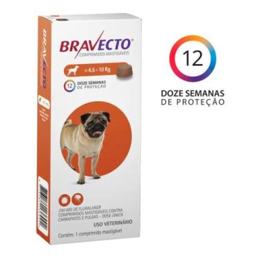 Imagem de Antipulgas E Carrapatos Bravecto Cães 4,5 A 10 Kg 250 Mg