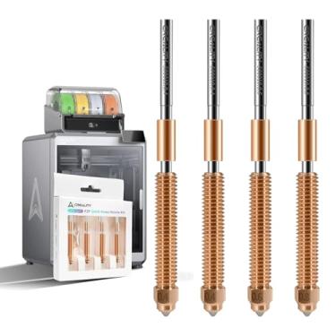 Imagem de Bicos Creality K2 Plus, kit de bicos de troca rápida de unicórnio de 4 peças, substituição de bocal de alto fluxo (0,4 mm, 0,6 mm, 0,8 mm) com quebra de calor de liga de titânio, liga de cobre, aço