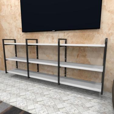 Imagem de Rack Aparador Suspenso Prateleira Industrial Branco Estante Nicho Industrial Estante Nicho