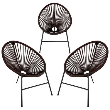 Imagem de Conjunto 3 Cadeiras Para Area Externa Acapulco Aço Carbono Marrom