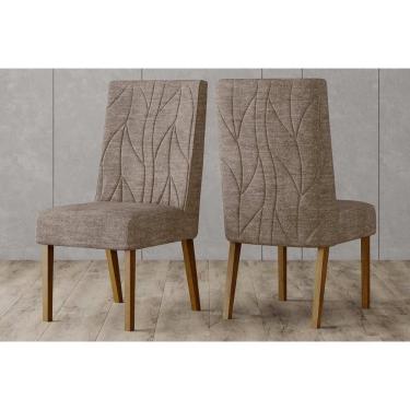 Imagem de Cadeira De Cozinha Eloá Kit 2 Un Nature Linho Marrom