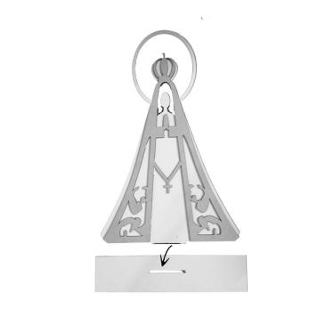 Imagem de Enfeite De Mesa Em Mdf Nossa Senhora Aparecida Arco Branco [f031]