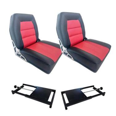 Imagem de Par de cadeiras almofadadas para barco de alumínio ou lancha com supor