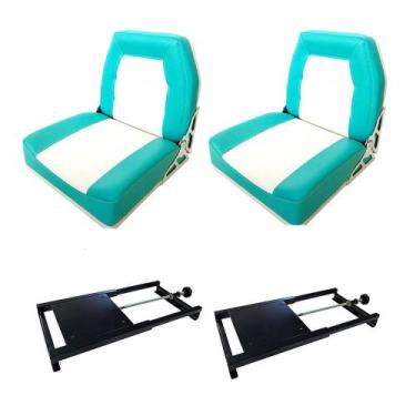 Imagem de Par de cadeiras almofadadas para barco de alumínio ou lancha com supor