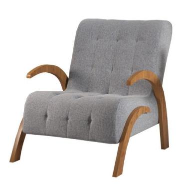 Imagem de Poltrona Flower em Linho Cinza - Viero