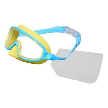 Imagem de oshhni Óculos de natação infantis, equipamento de natação profissional, confortável, com visão clara, óculos de para mergulho com snorkel em piscina, Amarelo Azul