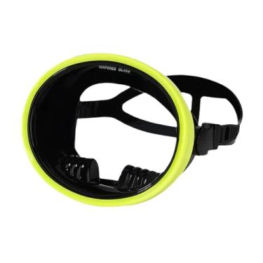 Imagem de menolana Máscara de mergulho de lente única, óculos de natação, lentes transparentes, à prova d'água, óculos ovais para mergulho livre, pesca submarina, Amarelo Fluorescente
