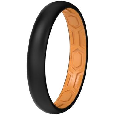 Imagem de ThunderFit Anéis de silicone para ele e ela, pulseiras de noivado de borracha unissex, 1,8 mm de espessura em larguras de 4 mm e 8 mm, 10.5-11(20.6mm), Silicone, Sem pedra preciosa