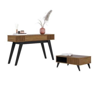 Imagem de Conjunto Aparador e Mesa de Centro Royal Noce Milano Preto - CASA H