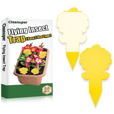 Imagem de Pacote com 58 armadilhas para mosquitos amarelos em forma de sorvete – armadilhas pegajosas para mosquitos fungos, moscas de frutas e insetos voadores – Configuração sem toque, super pegajosa, segura