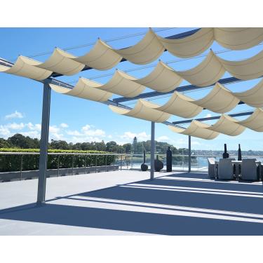 Imagem de SunnyRoyal Cobertura de sombra de pérgula retrátil bege de 9,5 x 30,5 cm, toldo de substituição com toldo de sol de hardware para pátio, varanda, quintal, jardim, ao ar livre