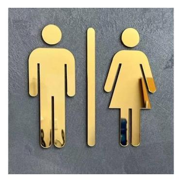 Imagem de Placa De Banheiro Masculino Feminino Acrílico Espelhado - Quatro K Dec