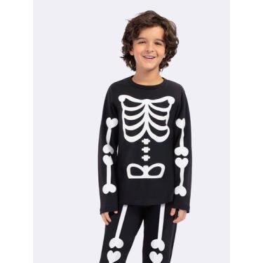 Imagem de Pijama Manga Longa Infantil Esqueleto Classic Preto - Veggi, Preto, 4,