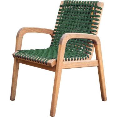 Imagem de Cadeira Trama com Braço Corda Verde com Estrutura Stain Jatobá - 66748