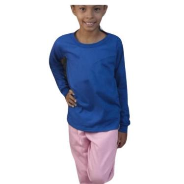 Imagem de Kit 2 Camiseta Básica infantil Menino e Menina Unisex Manga Longa Malh