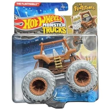 Imagem de Hot Wheels Monster Trucks The Flintmobile, Flinstones 1:64 Scale Diecast with Gray Wheels 2025 with Crushable Car