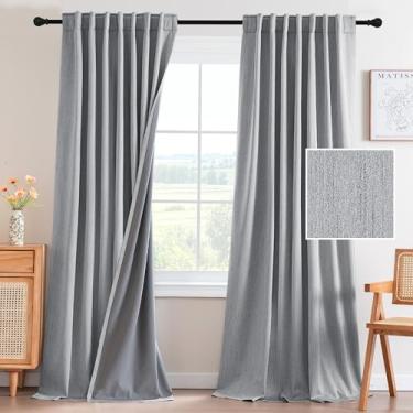 Imagem de H.VERSAILTEX Cortinas blackout 100% blackout com aba traseira de 96 polegadas de comprimento, com revestimento cinza para sala de estar, isolamento térmico, conjunto de 2 painéis, cinza geleira