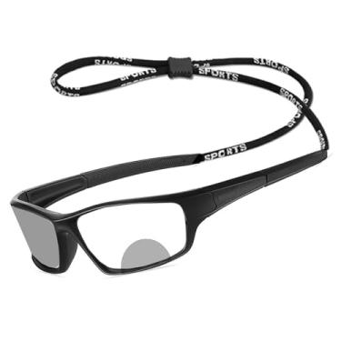 Imagem de Óculos de leitura bifocais multifocais masculinos, visão ajustável, fotocromático, esportes ao ar livre, óculos de sol com ampliação presbiópica, Preto, M