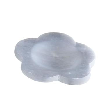 Imagem de YIJU Prato de cristal de selenita em formato de flor, centro de mesa simples, bandeja para carregar joias, prato, 14cm