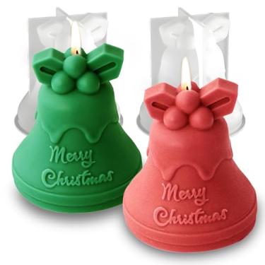 Imagem de Wehous 2 moldes de silicone de sino de Natal para fabricação de sabão de vela de resina, moldes de vela de sino 3D para fabricação de velas, enfeite de Natal, pingente de chaveiro, pendurar na parede
