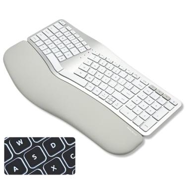 Imagem de Macally Teclado ergonômico Bluetooth, teclado dividido sem fio, conforto do túnel do carpo, teclado de pulso dividido recarregável Ergo - layout de teclas Apple 100 retroiluminado para MacBook Pro/Air