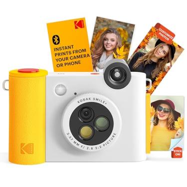 Imagem de KODAK Smile+ Câmera digital de impressão instantânea 2 em 1 e impressora fotográfica Bluetooth sem fio - 10 MP, lente rotativa de efeito especial, fotos adesivas Zink de 5 x 7,6 cm, impressão via