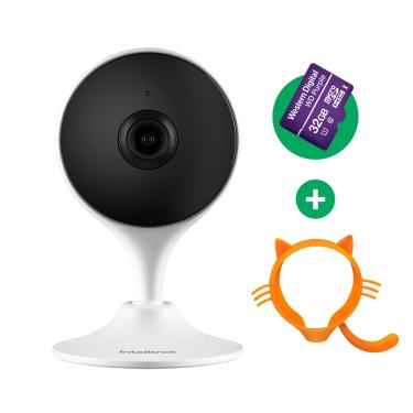 Imagem de Kit Câmera Interna Inteligente Wi-Fi Full HD Intelbras iM3 C c/ MicroSD 32GB + capa Gato