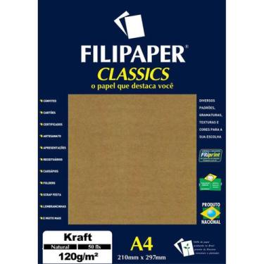 Imagem de Papel Kraft Folha Kraft Natural A4 120G. 50Fl - Planeta Brinquedos