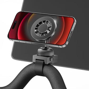 Imagem de Suporte magnético para celular compatível com Peloton Bike & Bike Plus, suporte magnético de esteira para MagSafe, com alça ajustável e anéis de metal para equipamentos de academia, bicicleta