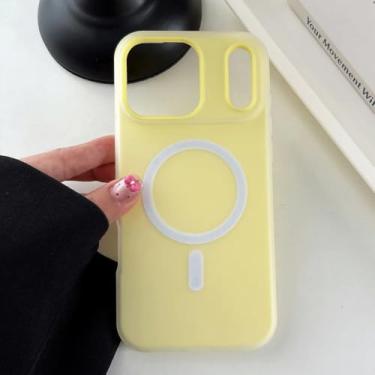 Imagem de Capa Candy Matte para iPhone 16, 15, 14, 13, 12 Pro Max, 11, 16Plus, 16E SE4, magnética, transparente, 2 em 1, amarela, para
