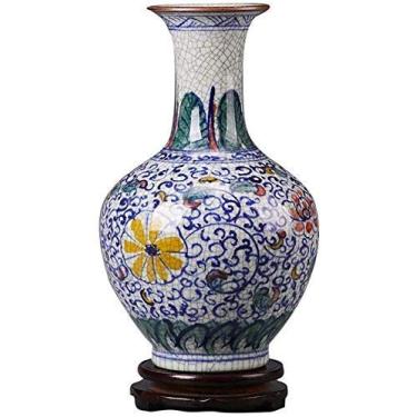 Imagem de AKALNNB Vasos para decoração vaso de cerâmica vintage azul e branco porcelana decoração familiar flor falsa flor azul grande 22 x 22 cm pote