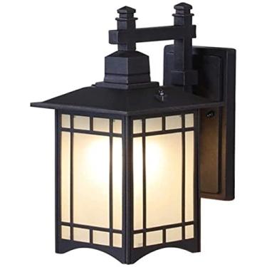 Imagem de Lâmpada de parede quadrada à prova d'água quadrada caixa de metal quadrada pátio chinês varanda missão arandela estilo japonês lanterna de vidro fosco painel escadaria corredor varanda jardim lâmpada