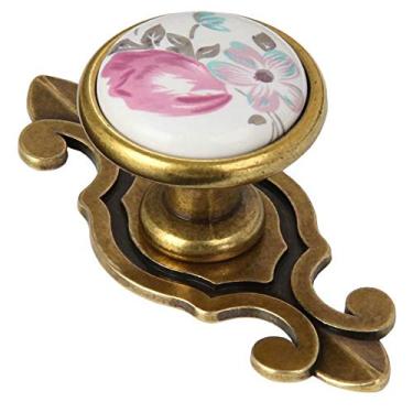 Imagem de P9IDEDFH Puxadores antigos acessórios para móveis 2 peças maçanetas de cerâmica estilo francês puxadores de puxador de gaveta (cor: Estilo 11 orifício único) (Estilo 10 orifício único)