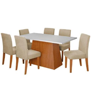 Imagem de Conjunto Sala De Jantar Mesa 1,60m Trento 6 Cadeiras Trieste