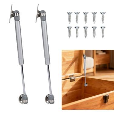 Imagem de 2 peças 100N dobradiças de caixa de brinquedo de mola a gás, dobradiças de segurança de 26,5 cm/10,43 pol. para tampas arqueadas e planas arredondadas pesadas, curvas, dobradiças de armário