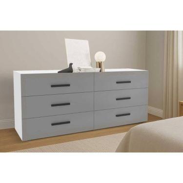 Imagem de Cômoda Casal Valência C- 6 Gavetas Branco-cinza - Politorno