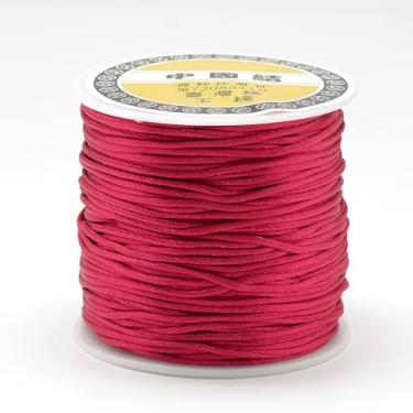 Imagem de 1 rolo de fio de nylon de 1 mm, cordão de cetim de rabo de rato, material para fazer você mesmo, cordão de nylon para colar, pulseira, joias, artesanato feito à mão, 70 m)/rolo (Cerise)
