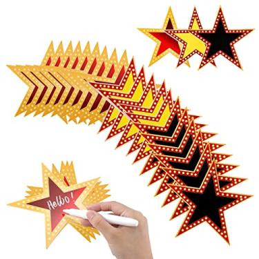 Imagem de 90 peças de papelão de estrela de cinema, prêmios de decoração noturna, papelão, estrelas, cartolina, estrelas, recortes de confetes para sala de aula, quadro de avisos, decorações de filmes