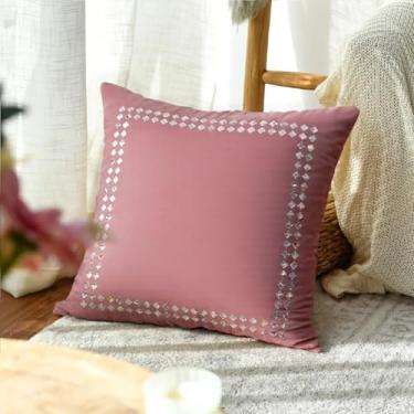 Imagem de Capa de almofada de veludo macia de cor sólida decorativa com zíper para sofá sofá cama cadeira sala de estar casa