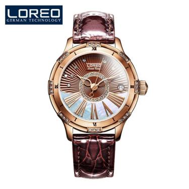 Imagem de Relógio Feminino De Luxo Loreo 1101 à Prova D'água Ouro