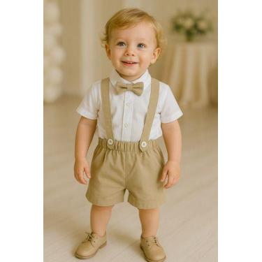 Imagem de Conjunto Infantil Menino Mauricinho Camisa Social Com Gravata Mais Sho