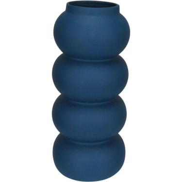 Imagem de Vaso Decorativo Enfeite Redondo Home&co Cerâmica 30x13 Azul