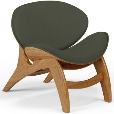 Imagem de Poltrona Decorativa Orgânica Sala Living Kadosh L02 Linho Verde Musgo