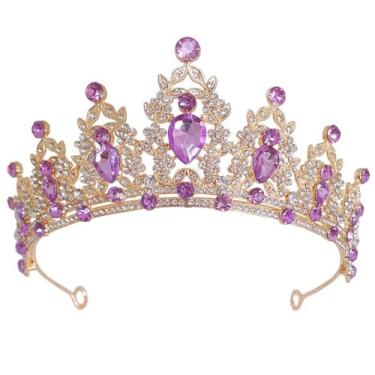 Imagem de Qiufruit Tiaras de cristal rainha tiaras de casamento e coroas coroa de princesa faixa de cabelo para festa de aniversário acessórios de cabelo para noivas mulheres meninas, One Size, Liga metálica